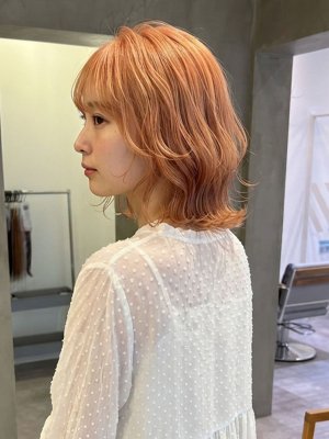 オレンジベージュゆるふわショート【和泉市】